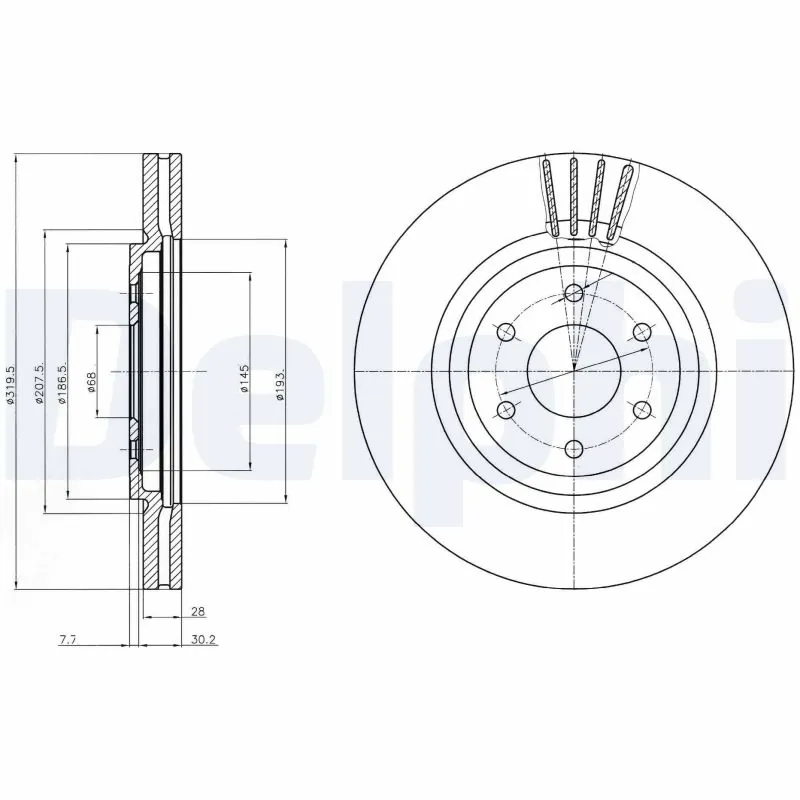 Disco de freno DELPHI BG4176 · Nissan Navara / Frontier 2005–act.