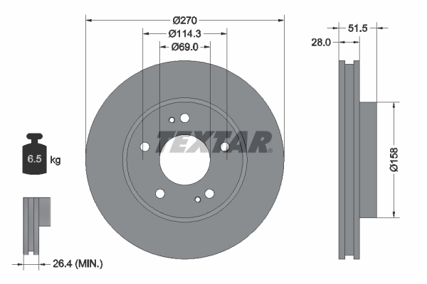 Disco de freno TEXTAR 92270803 · Mitsubishi L200 / Triton 2005–2015
