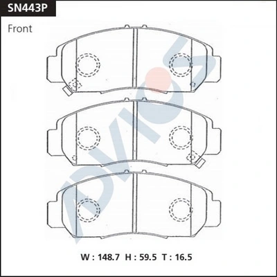 Juego de pastillas de freno ADVICS SN443P · Honda Civic 2005–2012