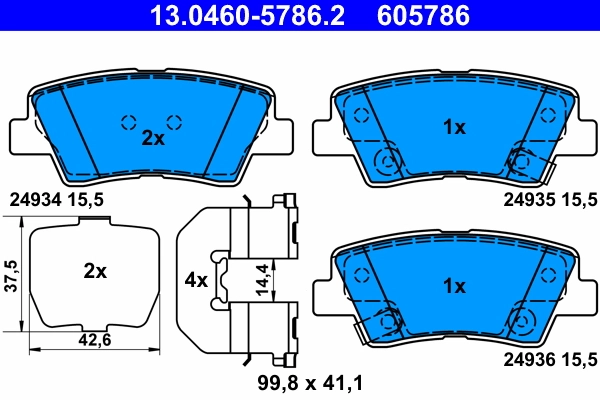 Juego de pastillas de freno ATE 13.0460-5786.2 · Hyundai Tucson 2004–2010